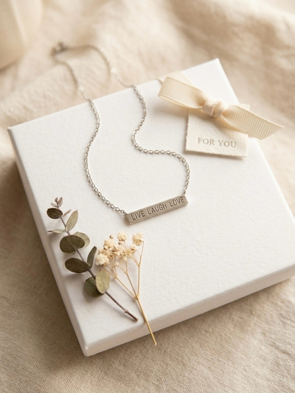 NWT maurices Dainty Minimalist Live Laugh Love Silver Bar Necklace